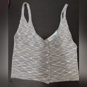 Women's Gray Button-Up Knit Top